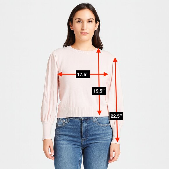 Express Light Pink Blush Long Sleeve Knit Sweater Size Medium Crew Neck - Picture 2 of 5